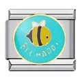 Maglia componibile italiana per bracciale in acciaio con smalto ape "Bee Happy" link - Motivo Ape Bee Happy (ICJ131-1)
