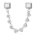 Colgante de corazón en acero inoxidable para pulseras modulares italianas, plata - Corazón Plateado (ICG512-4) / 7cm de Largo / Plateado