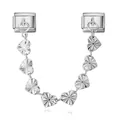 Detailed view of silver stainless steel heart charm chain for modular Italian bracelets. - Wrinkled Texture Silver (ICG513-2)