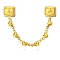 Close-up detail of a golden heart charm chain for Italian modular bracelets - Six Hearts Chain (ICG516-1)