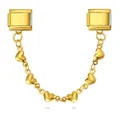 Close-up detail of a gold heart safety chain for DIY Italian modular charm bracelets - 3D Five Hearts (ICG516-3)