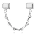 Polished stainless steel heart charm safety chain for DIY Italian modular bracelets. - Solid Small Peach Hearts (ICG516-4)