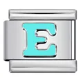 Sky blue enamel letter E charm link for modular stainless steel bracelet - Letter E (Y554)