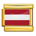 Détail du charm modulaire italien en acier doré avec le drapeau de l'Autriche. - Drapeau de l'Autriche / Or