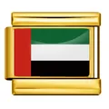 Maillon de charme italien doré avec drapeau des Émirats arabes unis en émail pour bracelet - Drapeau des EAU / Or