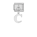 Vista detallada de un dije de pulsera modular plateado con una letra C colgante - Letra C (ICG570-C) / Plateado