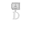 Detalle de eslabón de charm italiano plateado con colgante letra D para pulseras DIY - Letra D (ICG570-D) / Plateado