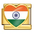 Gold Italian charm module with heart-shaped India flag design for DIY bracelet - Heart-Shaped India Flag Style (ICP-JH0001-IN)