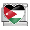 High-quality stainless steel Italian modular charm featuring a heart-shaped Jordan flag - Heart Style Jordan Flag (ICP-JH000-JO)