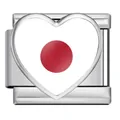 Stainless steel heart-shaped charm with Japan flag design for DIY Italian bracelets - Heart Style Japan Flag (ICP-JH000-JP)