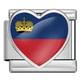 Heart-shaped Italian modular charm featuring Liechtenstein flag for DIY bracelets - Heart Style Liechtenstein Flag (ICP-JH000-LI)