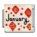 Détail du maillon de bracelet modulaire italien avec texte January et motif chance - Janvier (MK-656)