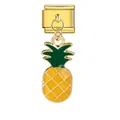 Vue détaillée d'un maillon italien en or avec pendentif ananas pour bracelets DIY - Style Ananas Modulaire Italien (ICG383-1)