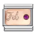 Dettaglio maglia bracciale modulare italiano con pietra portafortuna ametista - Febbraio Feb-Zirconia Viola (ICJ822)