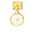 Charm modulaire italien avec pendentif étoile dorée en acier inoxydable et émail blanc - Étoile Blanche (G572-1-1) / Or
