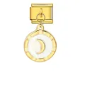Maillon de charme italien doré avec pendentif lune en émail blanc pour bracelet - Lune Blanche (G572-1-2) / Or