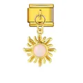 Κομψός χρυσός σύνδεσμος βραχιολιού Italian Charm με μενταγιόν ήλιο και ροζ πέτρα - Σετ των 3 / ICG505 (Χρυσός Ήλιος)