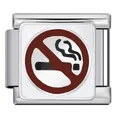 Abalorio italiano con signo de no fumar de acero inoxidable para pulseras modulares DIY - Estilo de Prohibido Fumar (ICJ259-1) / Plateado