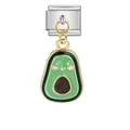 Vue détaillée d'une breloque avocat en émail pour bracelets modulables italiens. - Style Avocat Souriant (ICG398-2)