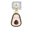 Breloque italienne mignonne d'avocat rose pour bracelets DIY en acier inoxydable - Style Avocat à Pulpe Rose (ICG399-2)