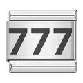 Modulo charm link italiano in acciaio inossidabile lucido con incisione 777 nera per gioielli - Stile Numero Fortunato 777 (ICK014)