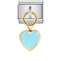 Detalle de un dije de corazón azul claro para pulseras de estilo italiano. - Estilo Corazón Azul Claro Empalmado (ICG197)