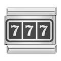 Maglia charm italiana con numero fortunato '777' in acciaio inox e smalto nero - Stile Numero Fortunato 777 (ICK015)