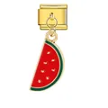 Charme modulaire italien en or avec un pendentif coloré en forme de tranche de pastèque - Style Pastèque Modulaire Italienne (ICG387-1)