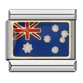 Dettaglio charm modulare italiano con bandiera australiana in smalto placcato oro - Stile Bandiera dell'Australia (ICJ887)