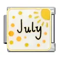 July month sun and polka dots modular charm link for Italian bracelet, stainless steel - July (MK-662)