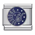 Eslabón de charm italiano en acero inoxidable con diseño de sol y estrellas azul - Patrón Estrella Luna Sol (ICJ062-1) / Paquete de 5