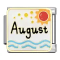 August birthstone Italian charm link featuring sun and wave design in gold plating - August (MK-663)