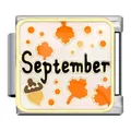 September autumn themed Italian modular bracelet link charm in stainless steel - September (MK-664)
