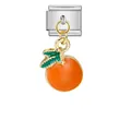 Abalorio modular italiano de alta calidad con un colgante de naranja vibrante - Estilo Naranja Modular Italiano (ICG376-2) / Plateado