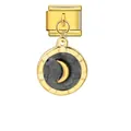 Pendentif lune DIY en acier titane doré élégant pour bracelets modulables italiens - Lune Noire (G572-4-2)