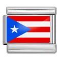 Premium stainless steel Italian modular charm link featuring the Puerto Rico flag design - Puerto Rico Flag / 5 Pieces/Pack / Silver