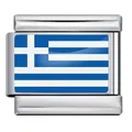 High-quality stainless steel Italian modular bracelet charm featuring a Greek flag design - Greece Flag / 5 Pieces/Pack / Silver
