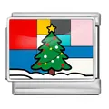 Weihnachtsbaum-Italien-Charm-Glied für modulares Edelstahlarmband DIY Schmuckstück - Geometrischer Weihnachtsbaum (ICP-JCAA0016) / Silber
