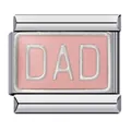 Italian modular charm link in pink enamel with DAD lettering, stainless steel piece - Pink Dad Style (ICJ557)