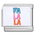 Festive Christmas Italian modular charm link with colorful Fa La La starry design in steel - Fa La La (ICP-JCAA0003) / Silver