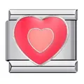 Pink and red double heart Italian charm bracelet link, stainless steel jewelry charm. - Pink Double Heart (ICJ336)