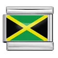 Jamaica flag stainless steel modular charm link for custom DIY Italian bracelets - Jamaica Flag (ICY000-JM) / 5 Pieces/Pack / Silver