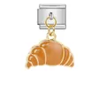 Italiaanse modulaire armbandbedel van roestvrij staal met oranje emaille croissant hanger - Oranje Croissant Stijl (ICG457-2)