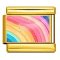 Premium gold-plated Italian charm link featuring a colorful vibrant rainbow pattern - Gold Colorful Gradient (ICP-YCAA0056-2)