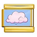 Italian charm modular bracelet link in gold stainless steel featuring a cute pink cloud - Gold Pink Cloud (ICP-YCAA0084-2)