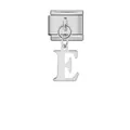 Eslabón de charm modular italiano de plata pulida con diseño de letra E colgante único - Letra E (ICG570-E) / Plateado