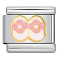 Maglia charm italiana con scarpe neonato rosa per bracciali modulari in acciaio - Motivo Scarpine da Neonato Rosa (ICJ799-1)