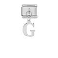Eslabón de pulsera italiana de acero inoxidable plateado con colgante de letra G - Letra G (ICG570-G) / Plateado