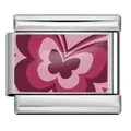 Pink butterfly pattern Italian modular charm in stainless steel for DIY bracelet - Silver Pink Purple Butterfly (ICP-YCAA0059-1)