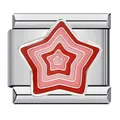 Detailopname van een gelaagde rood-roze ster roestvrijstalen Italiaanse armband bedel - Driekleurige Verloop Ster (ICJ127)